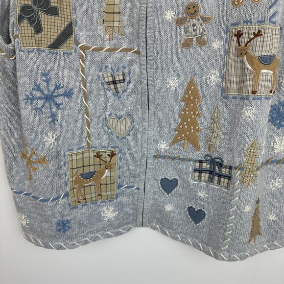 Vintage Erika II & Co Womens. Winter Christmas Light Blue Sweater Vest 18/20W - Picture 4 of 8